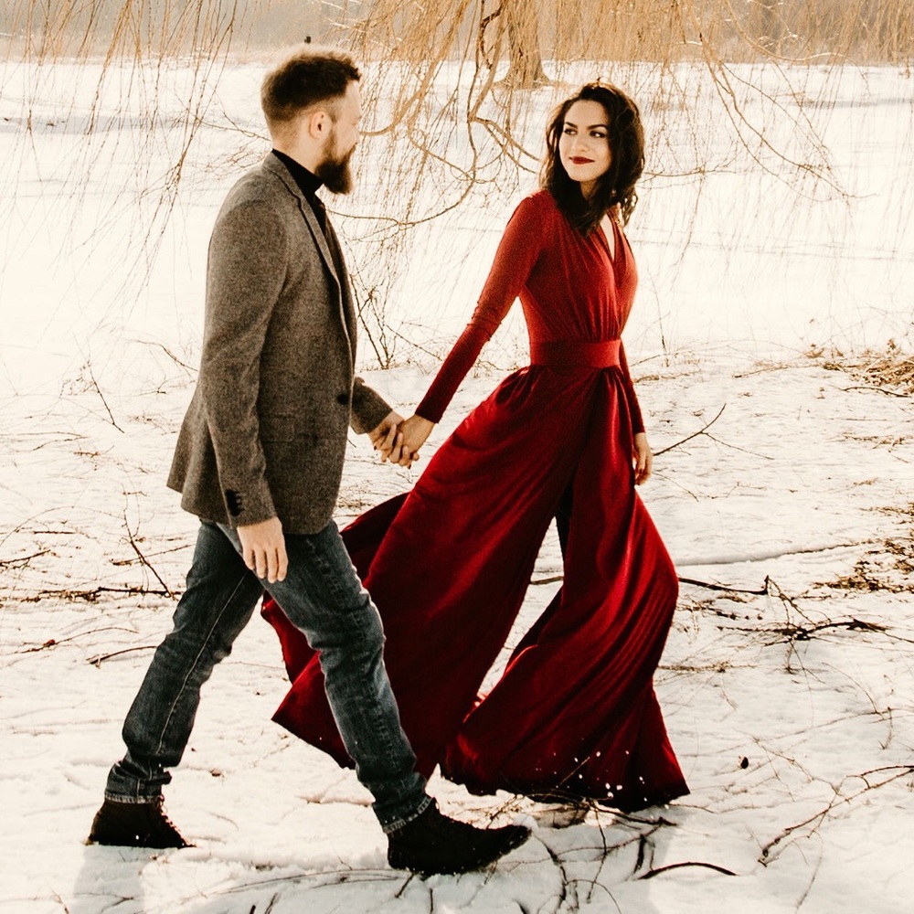 Fashion Nova • Red Slit Longsleeve Maxi Dress